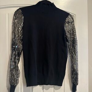 Like-new amazing black turtleneck w/sparkly sleeves!!